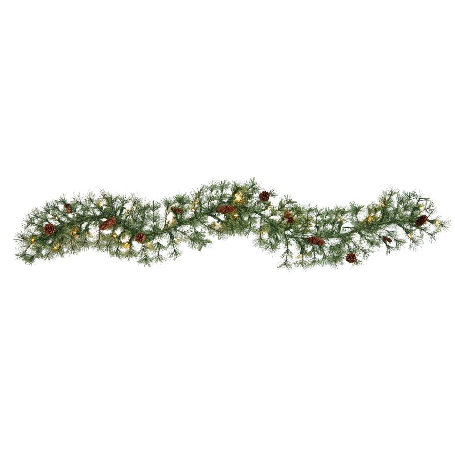 6' North Carolina Pine Artificial Christmas Garland With 30 Warm White LED Lights And Pinecones 3 6' North Carolina Pine Artificial Christmas Garland With 30 Warm White LED Lights And Pinecones