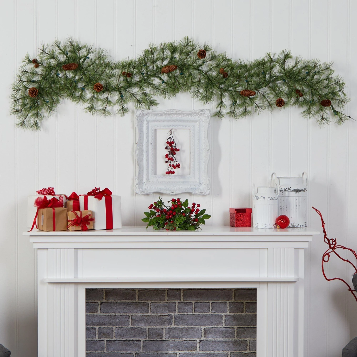 6' North Carolina Pine Artificial Christmas Garland With 30 Warm White LED Lights And Pinecones 7 6' North Carolina Pine Artificial Christmas Garland With 30 Warm White LED Lights And Pinecones - Image 5