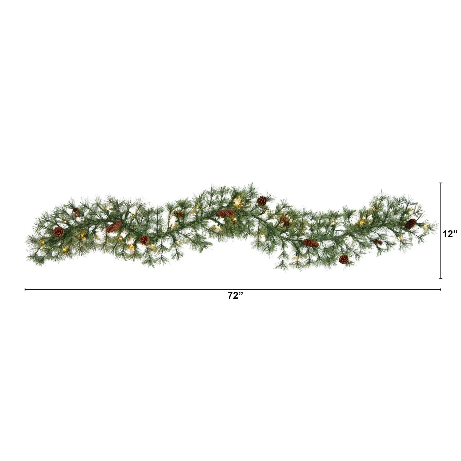 6' North Carolina Pine Artificial Christmas Garland With 30 Warm White LED Lights And Pinecones 4 6' North Carolina Pine Artificial Christmas Garland With 30 Warm White LED Lights And Pinecones - Image 2