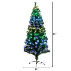6' Pre-Lit Fiber Optic Artificial Christmas Tree With 220 Colorful LED Lights -Artificial Flowers Sale artificial 6 pre lit fiber optic artificial christmas tree with 220 colorful led lights nearly natural 621436
