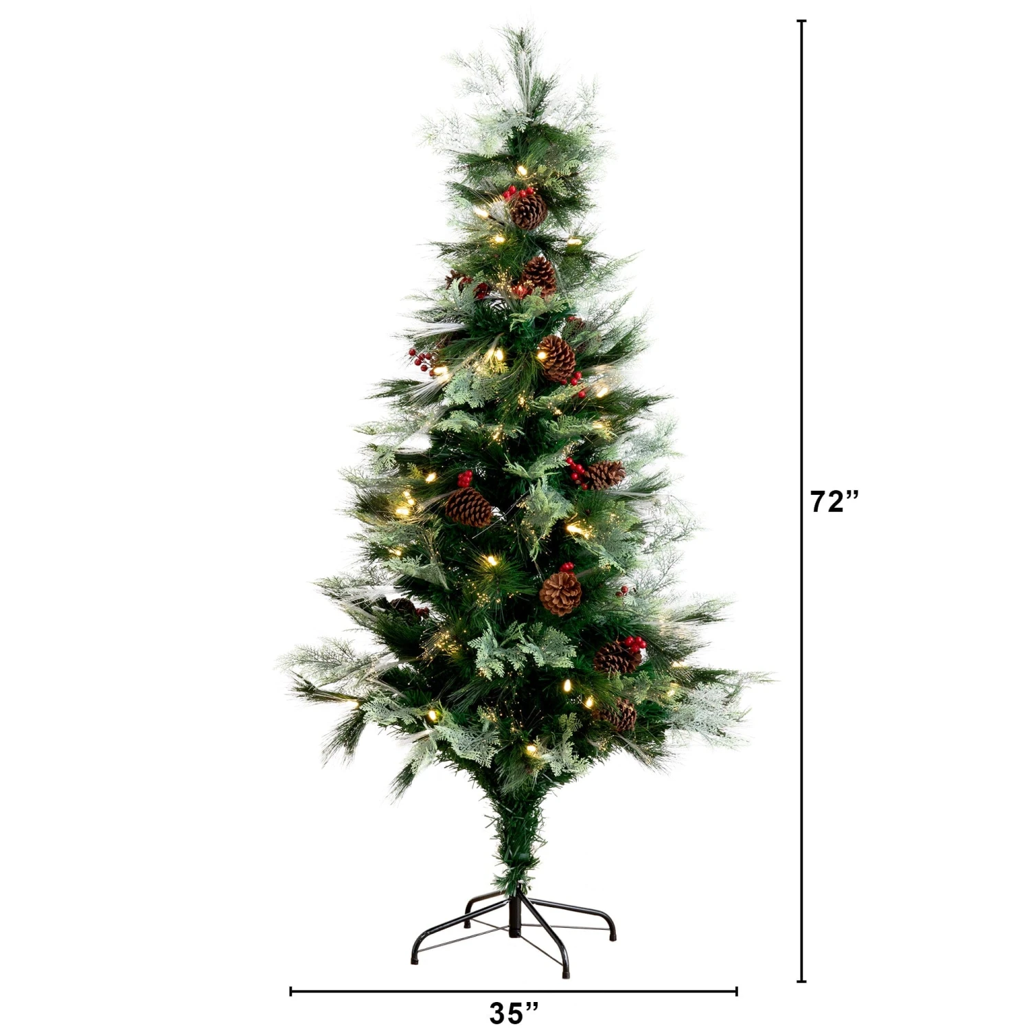 6' Pre-Lit Fiber Optic Artificial Pinecone & Berries Christmas Tree With64 Warm White LED Lights 5 6' Pre-Lit Fiber Optic Artificial Pinecone & Berries Christmas Tree With64 Warm White LED Lights - Image 3