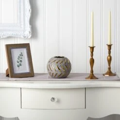 6” Regal Round Stone Vase With Gold Accents -Artificial Flowers Sale artificial 6 regal round stone vase with gold accents nearly natural 990850