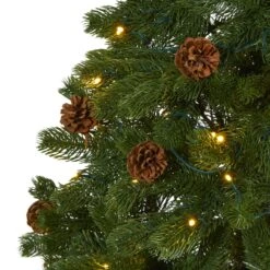 6' Rocky Mountain Spruce Artificial Christmas Tree With Pinecones And 250 Clear LED Lights -Artificial Flowers Sale artificial 6 rocky mountain spruce artificial christmas tree with pinecones and 250 clear led lights nearly natural 447542