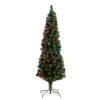 6' Slim Pre-Lit Fiber Optic Artificial Christmas Tree With 282 Colorful LED Lights -Artificial Flowers Sale artificial 6 slim pre lit fiber optic artificial christmas tree with 282 colorful led lights nearly natural 306463