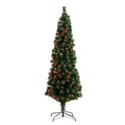 6' Slim Pre-Lit Fiber Optic Artificial Christmas Tree With 282 Colorful LED Lights