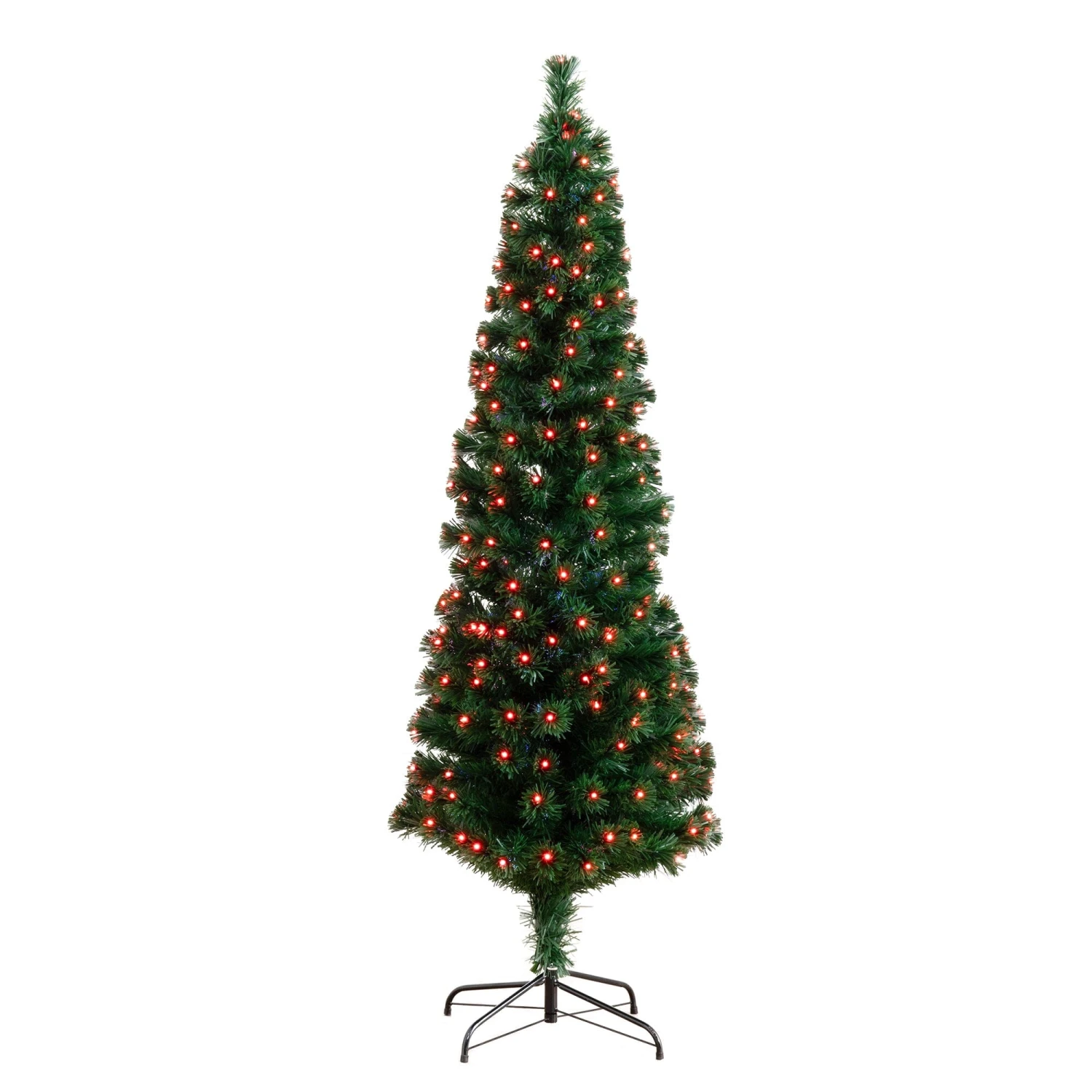 6' Slim Pre-Lit Fiber Optic Artificial Christmas Tree With 282 Colorful LED Lights 3 6' Slim Pre-Lit Fiber Optic Artificial Christmas Tree With 282 Colorful LED Lights