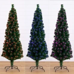 6' Slim Pre-Lit Fiber Optic Artificial Christmas Tree With 282 Colorful LED Lights 17 6' Slim Pre-Lit Fiber Optic Artificial Christmas Tree With 282 Colorful LED Lights -Artificial Flowers Sale artificial 6 slim pre lit fiber optic artificial christmas tree with 282 colorful led lights nearly natural 339976