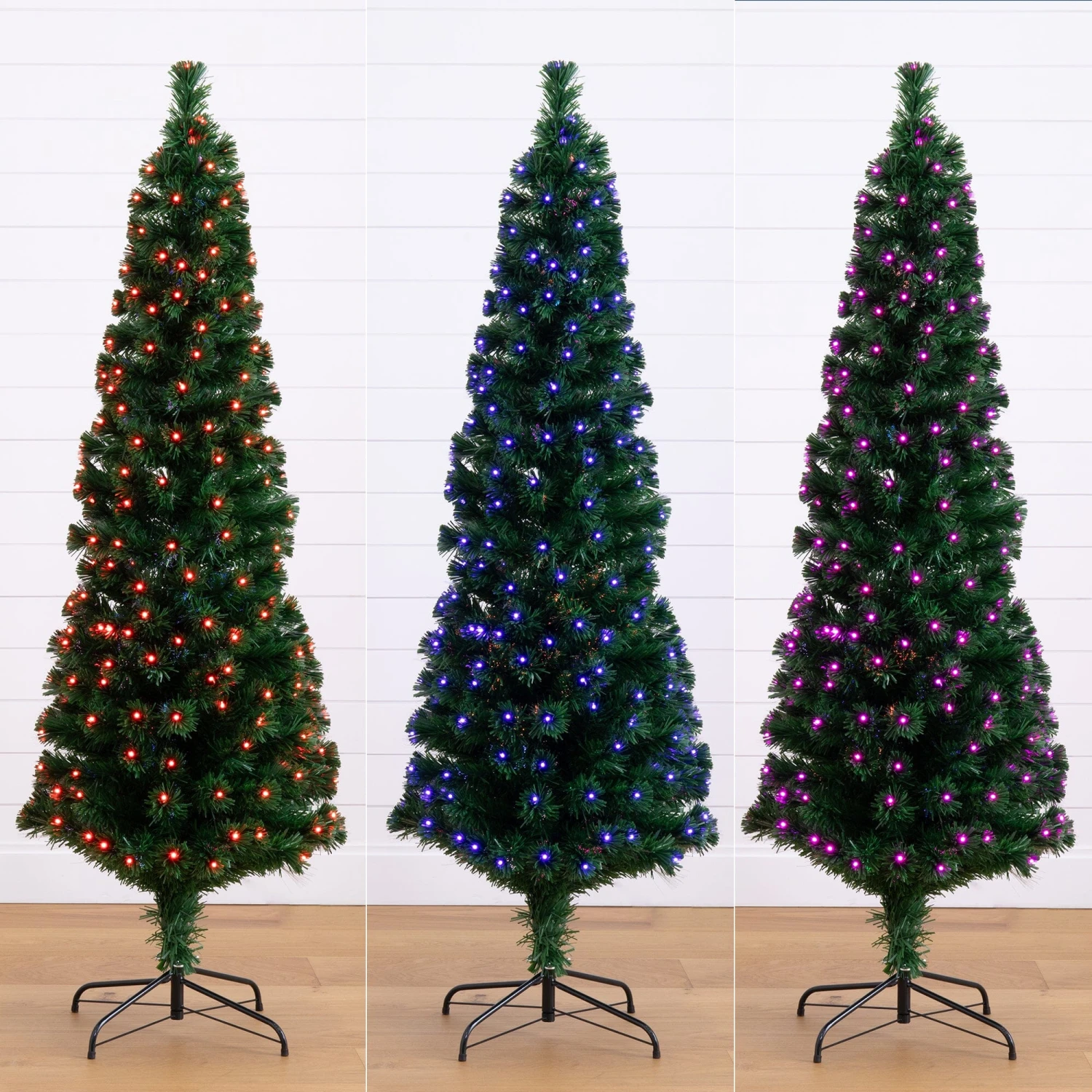 6' Slim Pre-Lit Fiber Optic Artificial Christmas Tree With 282 Colorful LED Lights 8 6' Slim Pre-Lit Fiber Optic Artificial Christmas Tree With 282 Colorful LED Lights - Image 6