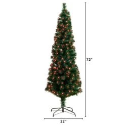6' Slim Pre-Lit Fiber Optic Artificial Christmas Tree With 282 Colorful LED Lights 14 6' Slim Pre-Lit Fiber Optic Artificial Christmas Tree With 282 Colorful LED Lights -Artificial Flowers Sale artificial 6 slim pre lit fiber optic artificial christmas tree with 282 colorful led lights nearly natural 382869