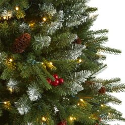 6' Snow Tipped Portland Spruce Artificial Christmas Tree With Frosted Berries And Pinecones With 300 Clear LED Lights -Artificial Flowers Sale artificial 6 snow tipped portland spruce artificial christmas tree with frosted berries and pinecones with 300 nearly natural 338465
