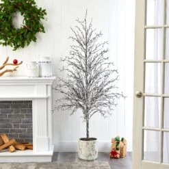 6’ Snowed Twig Artificial Christmas Tree In Decorative Planter -Artificial Flowers Sale artificial 6 snowed twig artificial tree in decorative planter nearly natural 347994