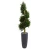 6’ Spiral Cypress Artificial Tree In Cylinder Planter (Indoor/Outdoor) 2 6’ Spiral Cypress Artificial Tree In Cylinder Planter (Indoor/Outdoor) -Artificial Flowers Sale artificial 6 spiral cypress artificial tree in cylinder planter uv resistant indooroutdoor nearly natural 777724