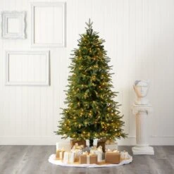 6’ Vancouver Fir “Natural Look” Artificial Christmas Tree With 350 Clear LED Lights And 1870 Bendable Branches -Artificial Flowers Sale artificial 6 vancouver fir natural look artificial christmas tree with 350 clear led lights and 1870 bendable branches nearly natural 221659