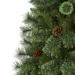6’ White Mountain Pine Artificial Christmas Tree With 300 Clear LED Lights And Pine Cones -Artificial Flowers Sale artificial 6 white mountain pine artificial christmas tree with 300 clear led lights and pine cones nearly natural 359651