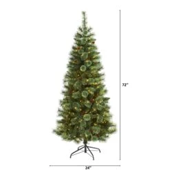 6’ White Mountain Pine Artificial Christmas Tree With 300 Clear LED Lights And Pine Cones -Artificial Flowers Sale artificial 6 white mountain pine artificial christmas tree with 300 clear led lights and pine cones nearly natural 702668