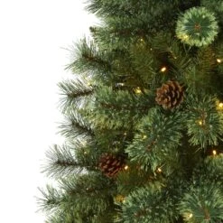 6’ White Mountain Pine Artificial Christmas Tree With 300 Clear LED Lights And Pine Cones -Artificial Flowers Sale artificial 6 white mountain pine artificial christmas tree with 300 clear led lights and pine cones nearly natural 790652