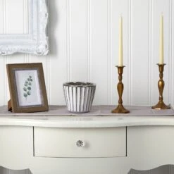 6” White Vase With Silver Trimming -Artificial Flowers Sale artificial 6 white vase with silver trimming nearly natural 300363