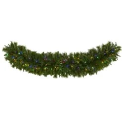 6' X 18” Christmas Pine Extra Wide Artificial Garland With 100 Multicolored LED Lights