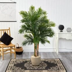 62” Areca Palm Artificial Tree In Sandstone Planter -Artificial Flowers Sale artificial 62 areca palm artificial tree in sandstone planter nearly natural 366744