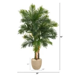 62” Areca Palm Artificial Tree In Sandstone Planter -Artificial Flowers Sale artificial 62 areca palm artificial tree in sandstone planter nearly natural 707839