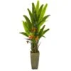 62” Bird Of Paradise Artificial Plant In Olive Green Planter -Artificial Flowers Sale artificial 62 bird of paradise artificial plant in olive green planter nearly natural 649125