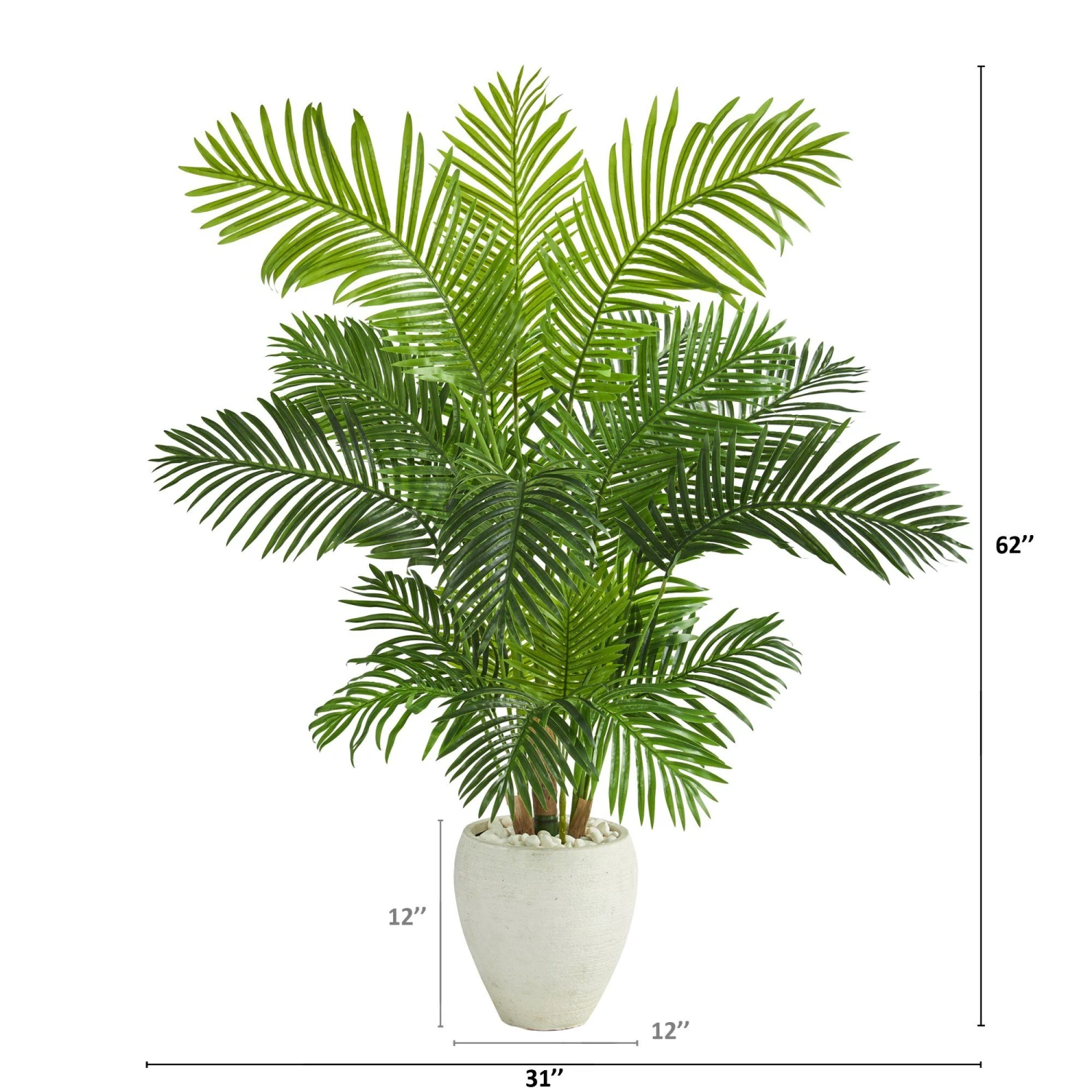 62” Hawaii Palm Artificial Tree In White Planter 4 62” Hawaii Palm Artificial Tree In White Planter - Image 2