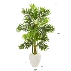 63” Areca Palm Artificial Tree In White Planter -Artificial Flowers Sale artificial 63 areca palm artificial tree in white planter nearly natural 197771