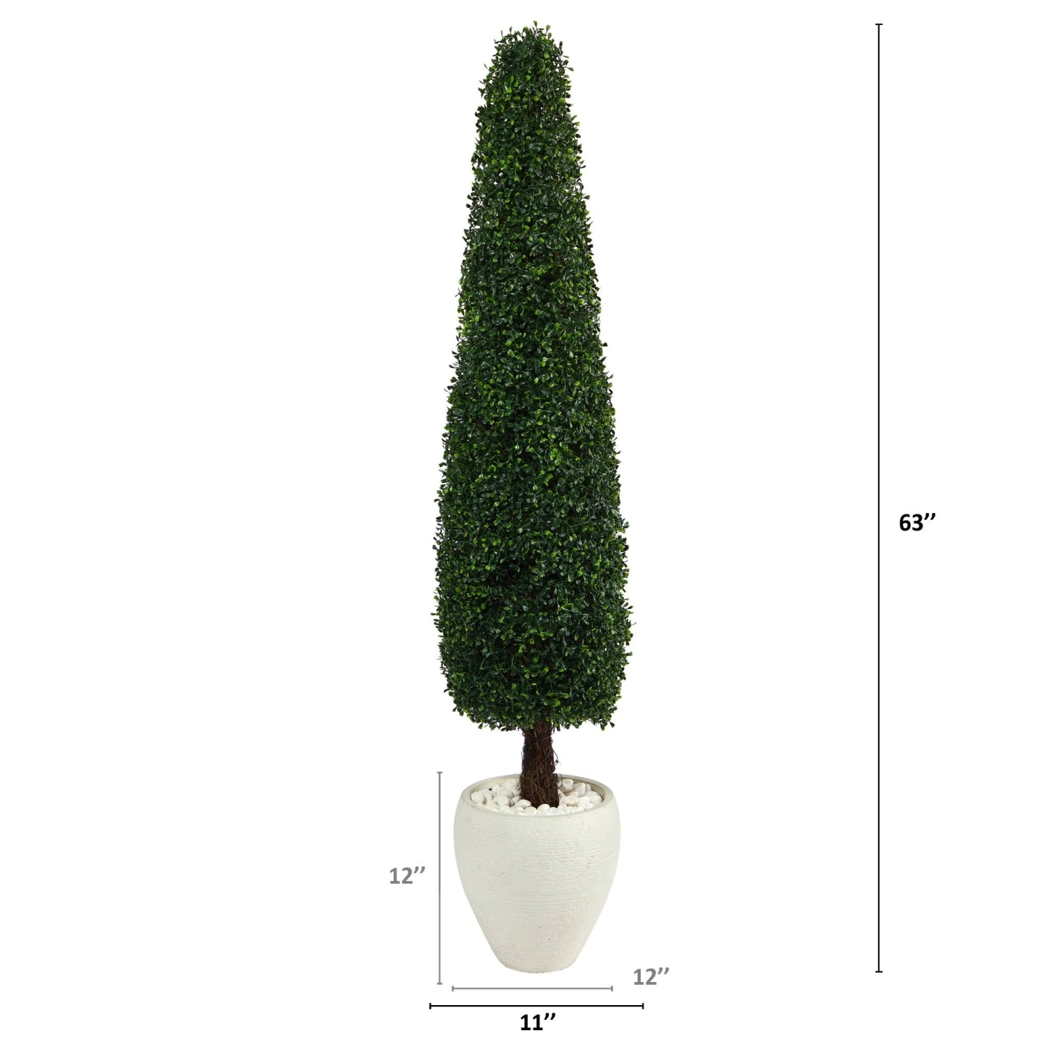 63” Boxwood Topiary Artificial Tree In White Planter (Indoor/Outdoor) 4 63” Boxwood Topiary Artificial Tree In White Planter (Indoor/Outdoor) - Image 2