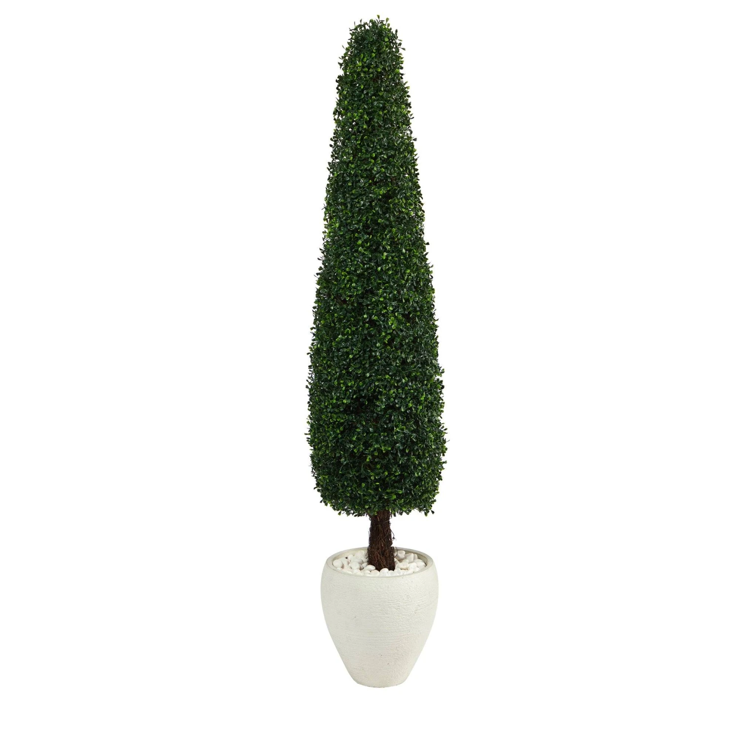 63” Boxwood Topiary Artificial Tree In White Planter (Indoor/Outdoor) 3 63” Boxwood Topiary Artificial Tree In White Planter (Indoor/Outdoor)