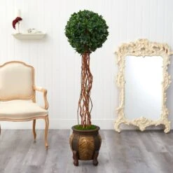 63” English Ivy Single Ball Artificial Topiary Tree In Decorative Planter (Indoor/Outdoor) -Artificial Flowers Sale artificial 63 english ivy single ball artificial topiary tree in decorative planter uv resistant indooroutdoor nearly natural 376367