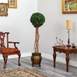 63” English Ivy Single Ball Artificial Topiary Tree In Decorative Planter (Indoor/Outdoor) -Artificial Flowers Sale artificial 63 english ivy single ball artificial topiary tree in decorative planter uv resistant indooroutdoor nearly natural 726784