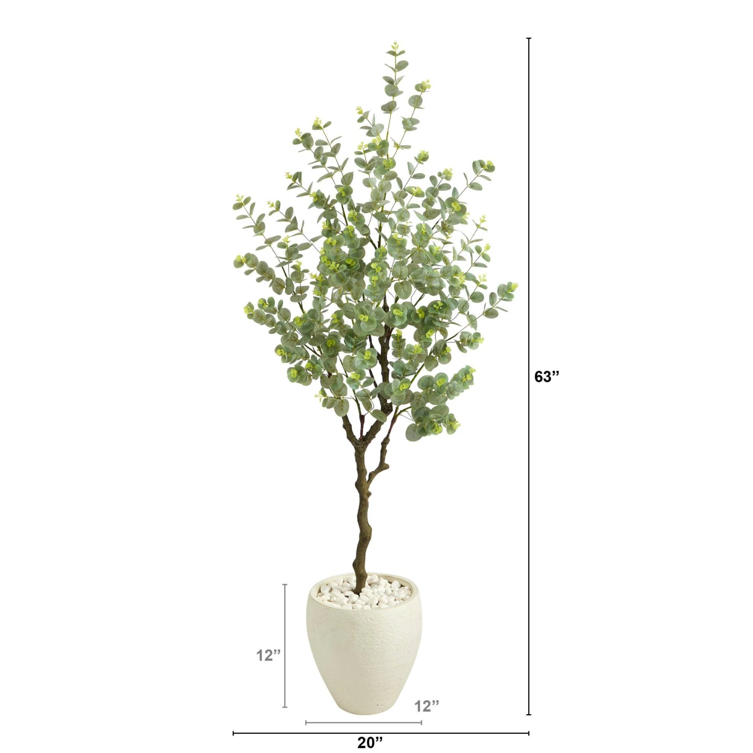 63” Eucalyptus Artificial Tree In White Planter 4 63” Eucalyptus Artificial Tree In White Planter - Image 2