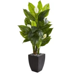 63” Spathyfillum Artificial Plant In Black Planter (Real Touch)