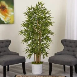 64” Bamboo Artificial Tree In White Tin Planter -Artificial Flowers Sale artificial 64 bamboo artificial tree in white tin planter nearly natural 457614