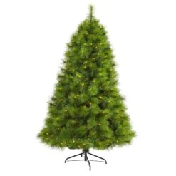 6.5’ Green Scotch Pine Artificial Christmas Tree With 350 Clear LED Lights