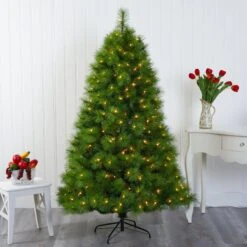 6.5’ Green Scotch Pine Artificial Christmas Tree With 350 Clear LED Lights -Artificial Flowers Sale artificial 65 green scotch pine artificial christmas tree with 350 clear led lights nearly natural 495324