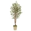 6.5’ Olive Artificial Tree In Country White Planter -Artificial Flowers Sale artificial 65 olive artificial tree in country white planter nearly natural 365822