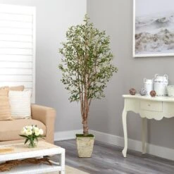 6.5’ Olive Artificial Tree In Country White Planter -Artificial Flowers Sale artificial 65 olive artificial tree in country white planter nearly natural 376871