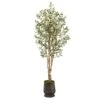 6.5’ Olive Artificial Tree In Ribbed Metal Planter -Artificial Flowers Sale artificial 65 olive artificial tree in ribbed metal planter nearly natural 605537