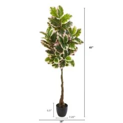 65” Variegated Rubber Leaf Artificial Tree (Real Touch) -Artificial Flowers Sale artificial 65 rubber leaf artificial tree real touch nearly natural 717776