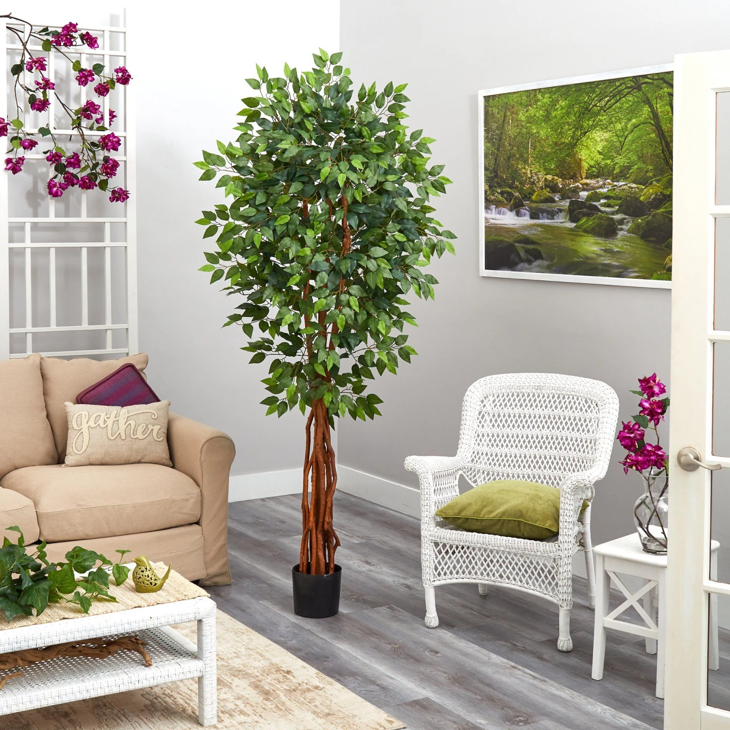 6.5’ Super Deluxe Ficus Artificial Tree With Natural Trunk 6 6.5’ Super Deluxe Ficus Artificial Tree With Natural Trunk - Image 4