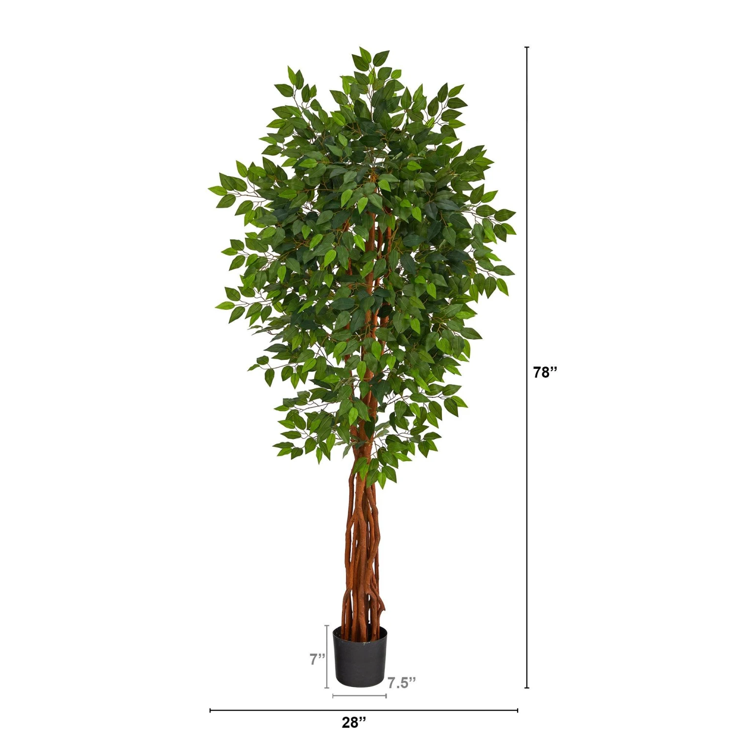 6.5’ Super Deluxe Ficus Artificial Tree With Natural Trunk 4 6.5’ Super Deluxe Ficus Artificial Tree With Natural Trunk - Image 2
