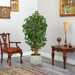 67” Black Olive Artificial Tree With 1365 Bendable Leaves In White Planter -Artificial Flowers Sale artificial 67 black olive artificial tree with 1365 bendable leaves in white planter nearly natural 965502