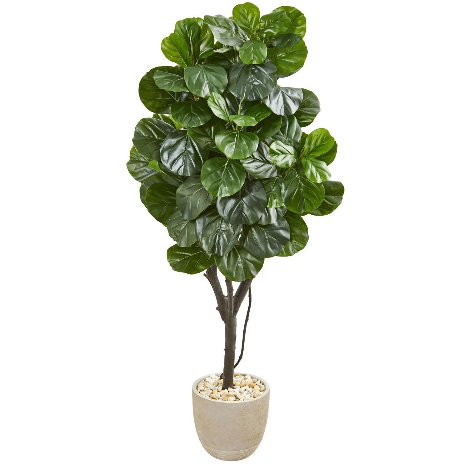 67” Fiddle Leaf Fig Artificial Tree In Sand Stone Planter 3 67” Fiddle Leaf Fig Artificial Tree In Sand Stone Planter