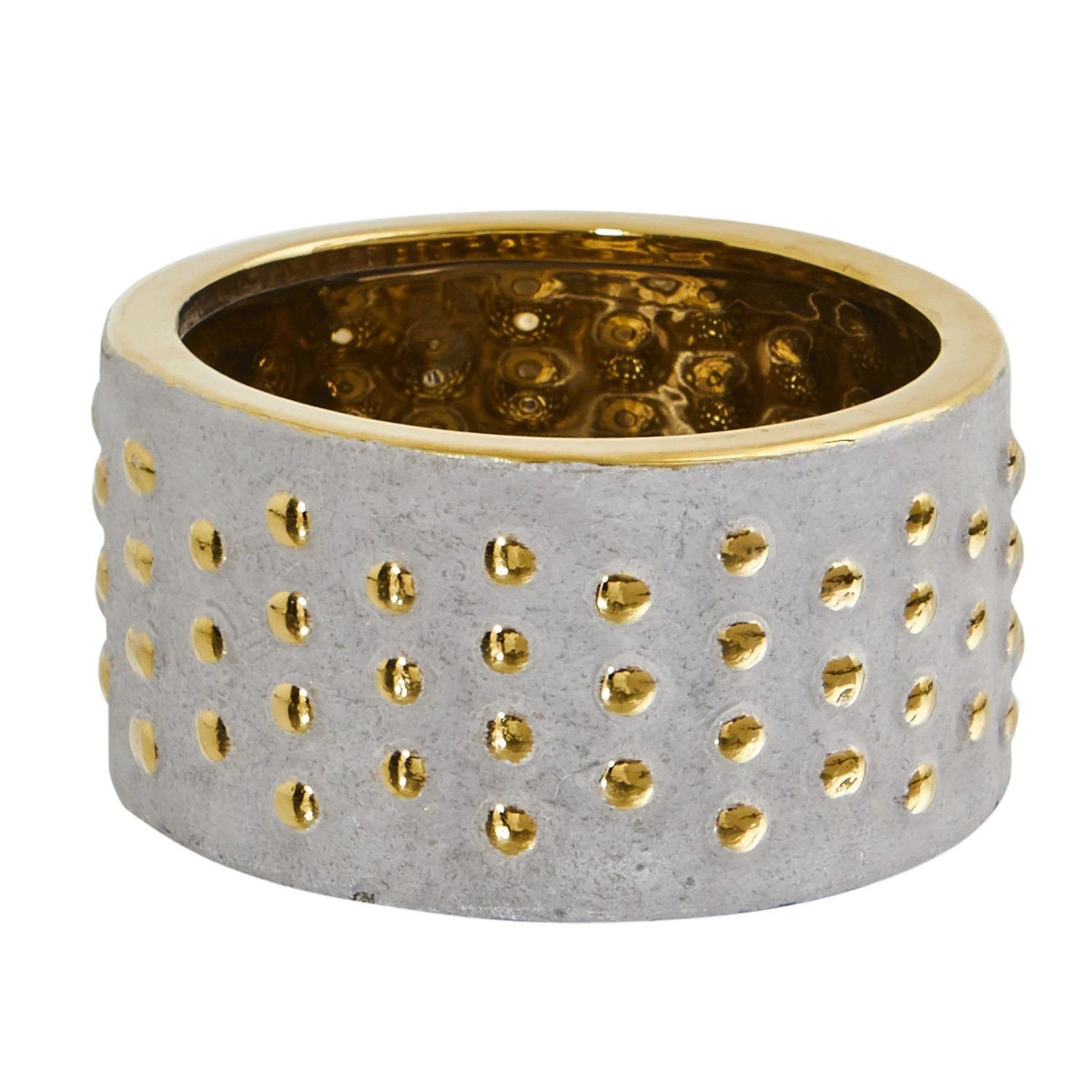 6.75” Regal Stone Hobnail Planter With Gold Accents 3 6.75” Regal Stone Hobnail Planter With Gold Accents