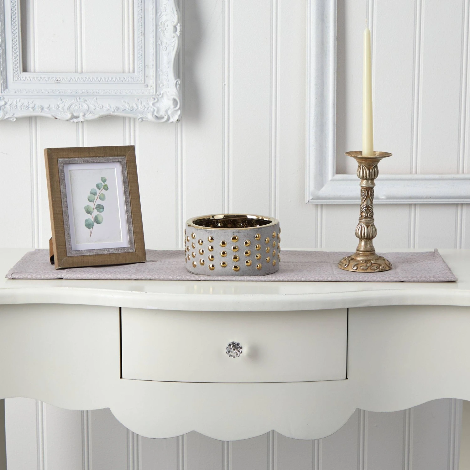 6.75” Regal Stone Hobnail Planter With Gold Accents 5 6.75” Regal Stone Hobnail Planter With Gold Accents - Image 3