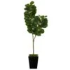 68” Fiddle Leaf Fig Artificial Tree In Black Metal Planter -Artificial Flowers Sale artificial 68 fiddle leaf fig artificial tree in black metal planter nearly natural 169499