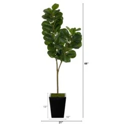 68” Fiddle Leaf Fig Artificial Tree In Black Metal Planter -Artificial Flowers Sale artificial 68 fiddle leaf fig artificial tree in black metal planter nearly natural 283818