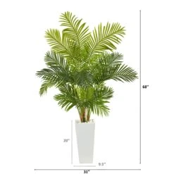68” Hawaii Palm Artificial Tree In Tall White Planter -Artificial Flowers Sale artificial 68 hawaii palm artificial tree in tall white planter nearly natural 751793