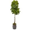 69” Fiddle Leaf Artificial Tree In Ribbed Metal Planter (Real Touch) -Artificial Flowers Sale artificial 69 fiddle leaf artificial tree in ribbed metal planter real touch nearly natural 209847